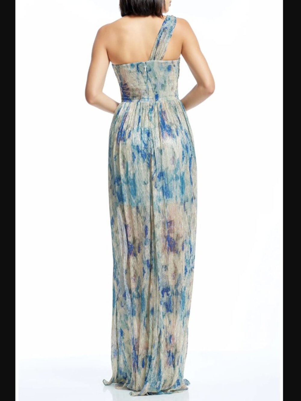 Dress the Population / Metallic Floral Print One-Shoulder Gown / Women's Medium - Picture 3 of 9